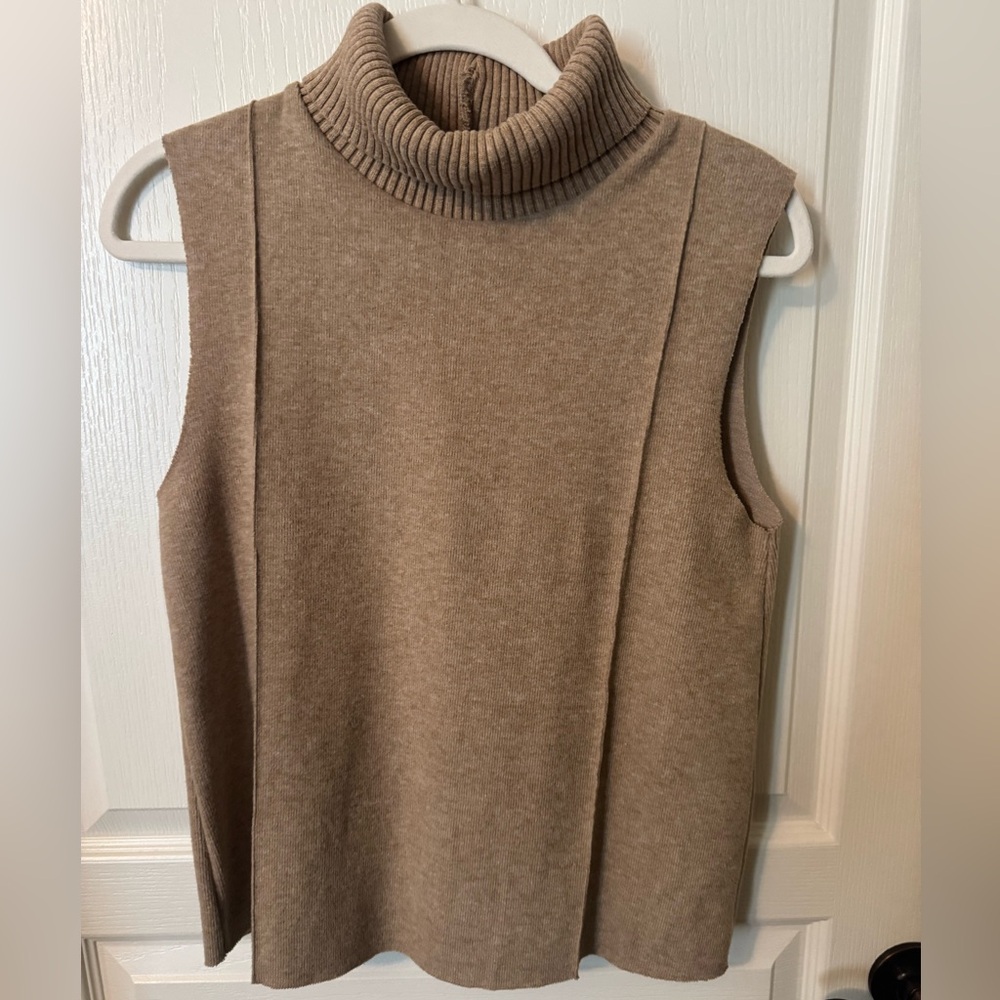 Zara Sleeveless Turtleneck Sweater Top Minimalist Like New